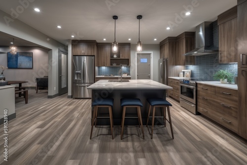 Modern kitchen  sleek design  high-end  minimalistic style  generative AI