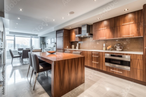 Modern kitchen, sleek design, high-end, minimalistic style, generative AI