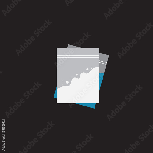Drug bag, drugs package, heroin powder, cocain pack, smuggling, drugs trafficking, vector illustration