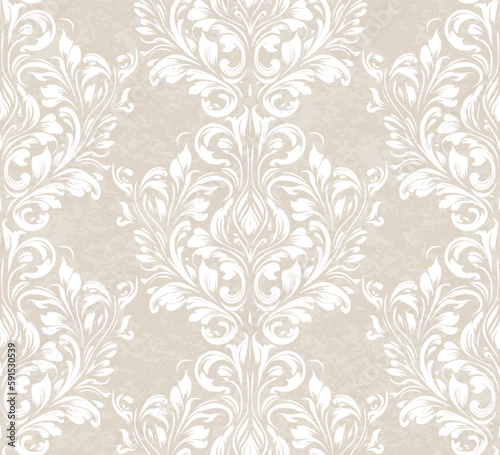 Vector damask seamless pattern background. Classical luxury old fashioned damask ornament, royal victorian seamless texture for wallpapers, textile, wrapping. Exquisite floral baroque template. 
