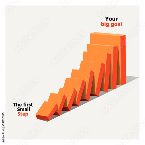 Business career progress minimal art showing Every beginning start from small steps Creative Minimal art for Business, new opportunity, growth, ambition and motivation vector illustration design