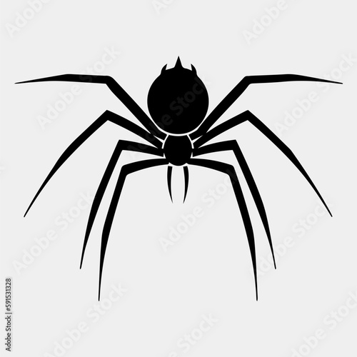 Vector illustration of spider silhouette on white background