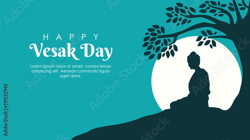 happy vesak day banner template on blue background