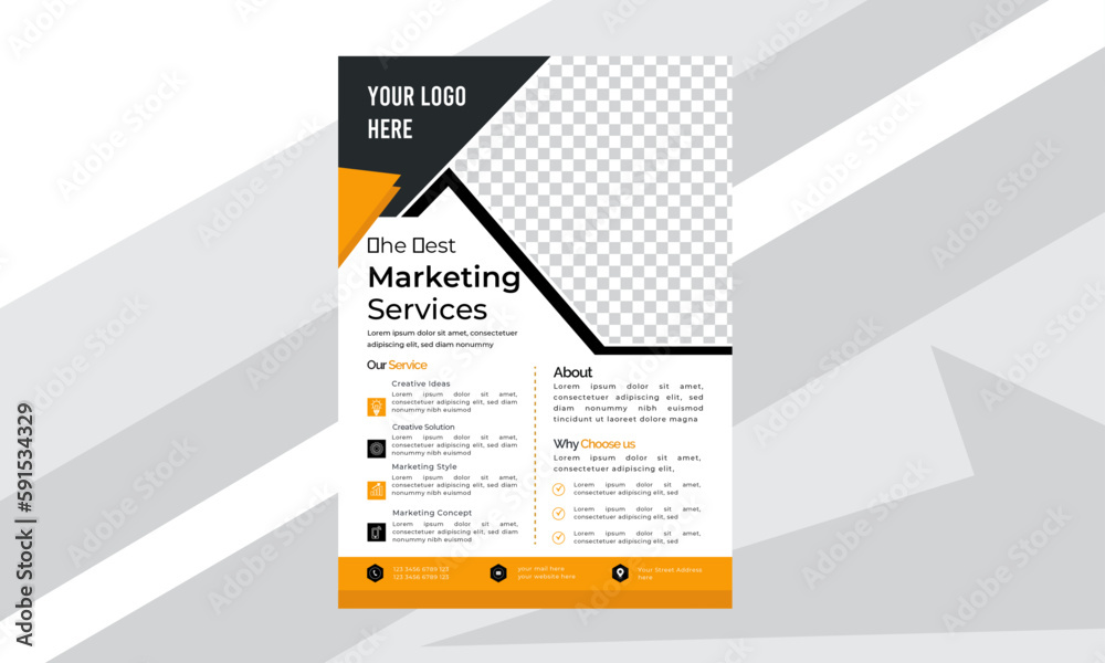 Creative minimal simple business flyer design  template poster flyer pamphlet brochure cover design layout space for photo background, vector illustration template in A4 size