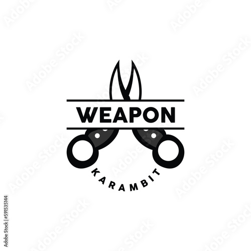 Weapon Logo, Traditional Weapon Karambit Vector, Ninja Fighting Tool Simple Design, Symbol Icon, Illustration