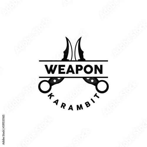 Weapon Logo, Traditional Weapon Karambit Vector, Ninja Fighting Tool Simple Design, Symbol Icon, Illustration