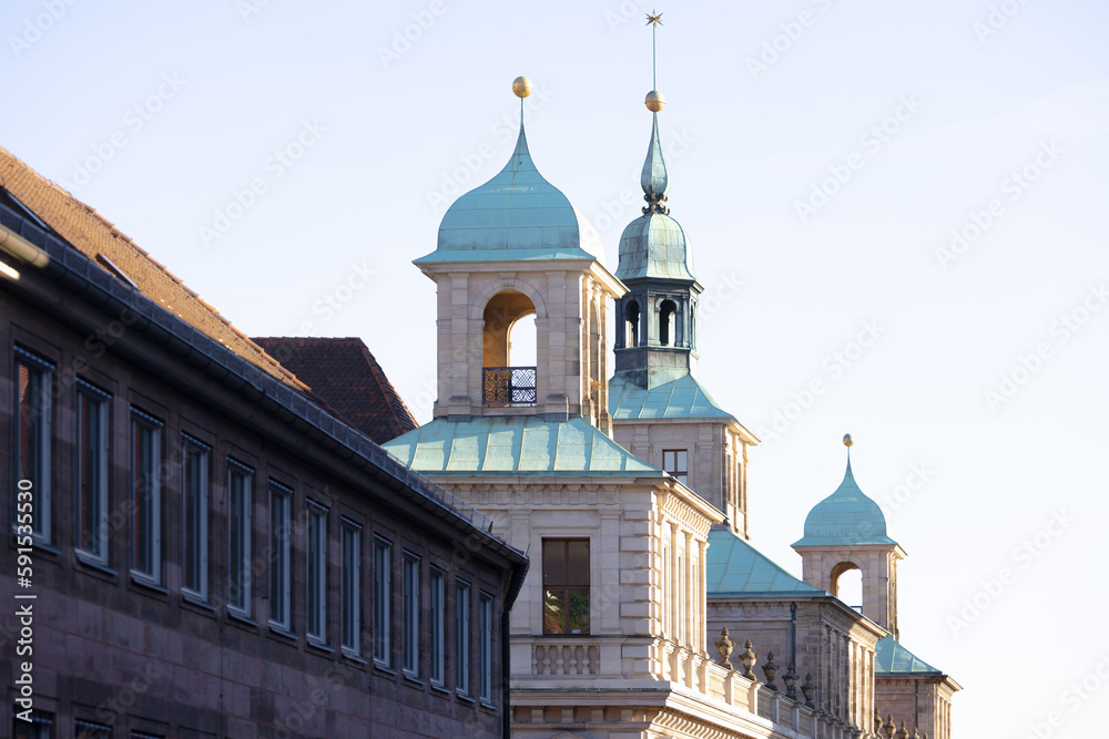 Rathaus von Nürnberg und Dächer der Altstadt. Nürnberg, Bayern, Deutschland