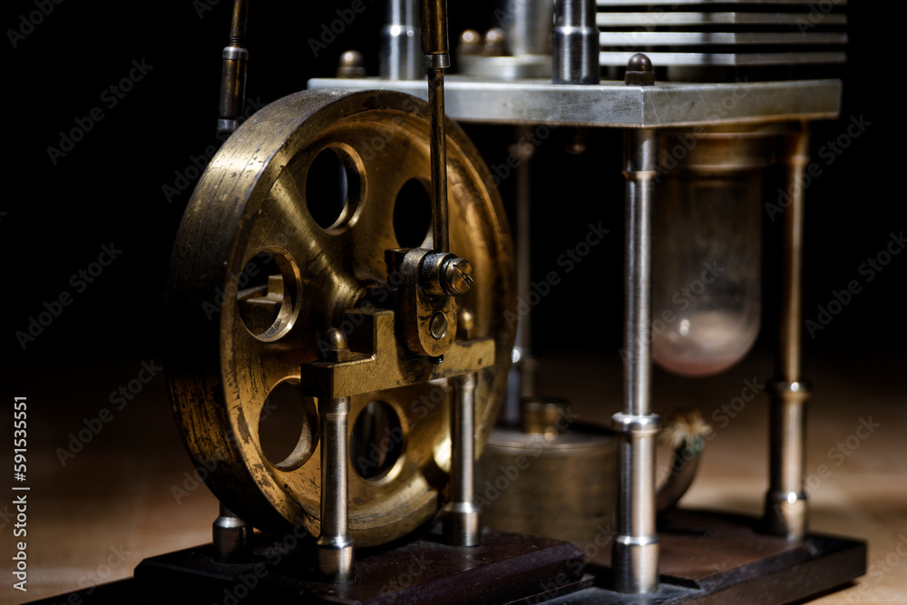 closeup of a stirling engine construction