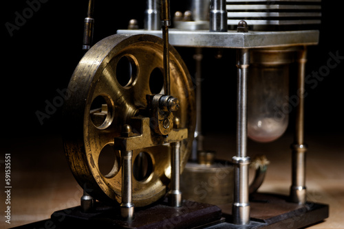 closeup of a stirling engine construction