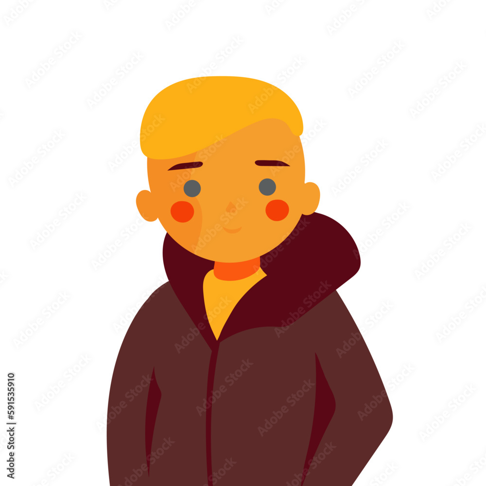 Little blond boy. Cartoon vector illustration in flat modern style isolated Little blond boy. Cartoon vector illustration in flat modern style isolated