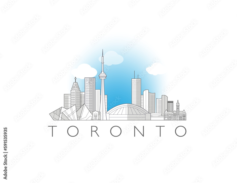 Toronto cityscape line art style EPS vector illustration