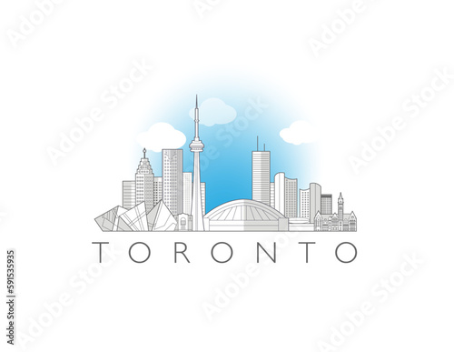 Toronto cityscape line art style EPS vector illustration