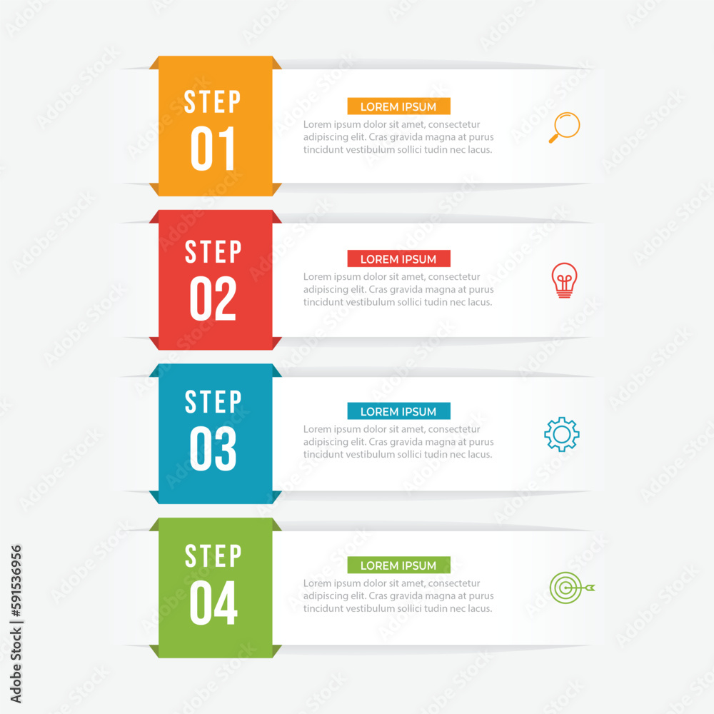 Vector infographic label design concept with square layout and marketing icons with 4 steps or options. Vector infographic label design concept with square layout and marketing icons with 4 steps or options.