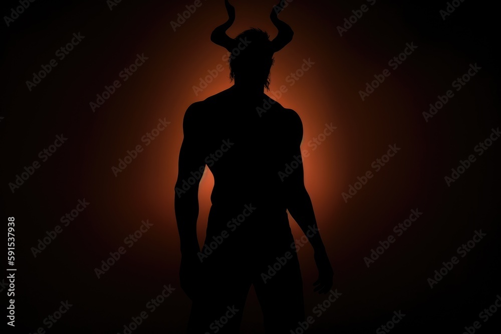Demon silhouette. Generative AI. Demon silhouette. Generative AI.