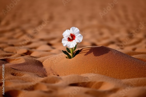 Lone Flower in The Desert, generative ai