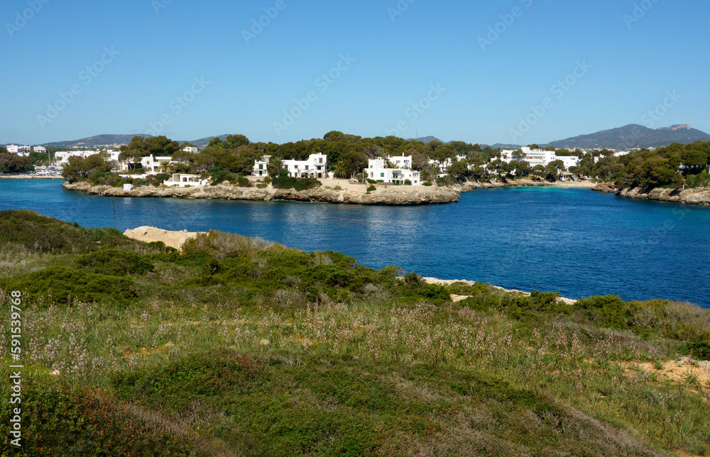 View on the Cala Dor coastline from Es Fort, Mallorca