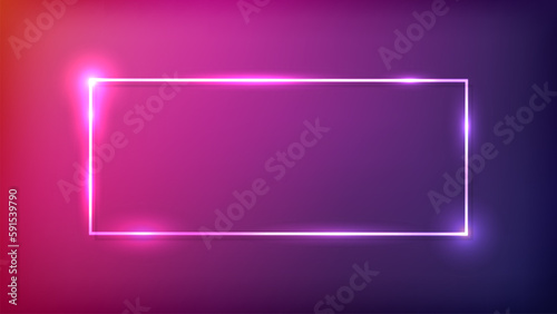 Neon rectangular frame with shining effects