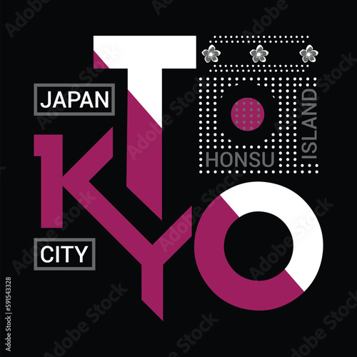 Kyoto  japan  city  Honshu island and cherry flower illustration stylish t-shirt design