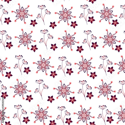 Vector seamless floral pattern with topical flowers white background design for paper, cover, fabric, interior decor and other users