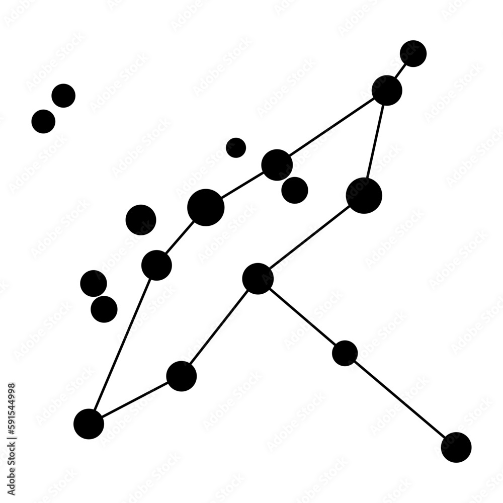 Cygnus constellation map. Vector illustration. Cygnus constellation map. Vector illustration.