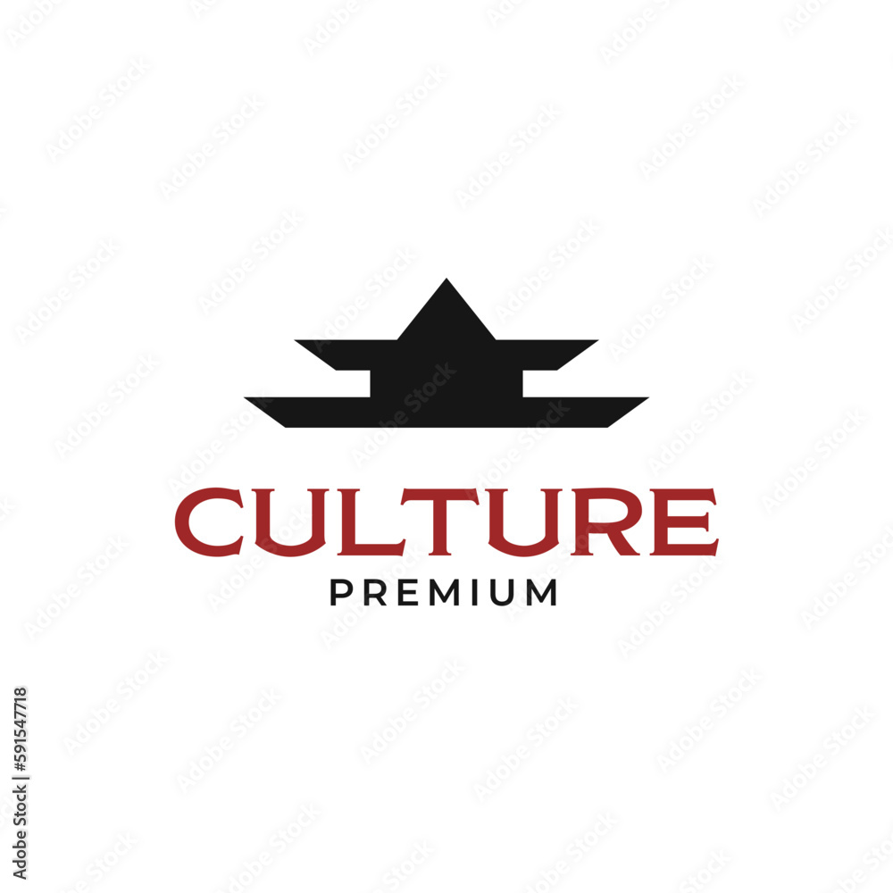Vector traditional building korean roof culture logo design concept illustration idea Vector traditional building korean roof culture logo design concept illustration idea