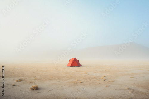 camping in the desert  Generative AI.