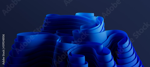 Foto Blue abstract organic shape design element, 3d rendering modern banner template