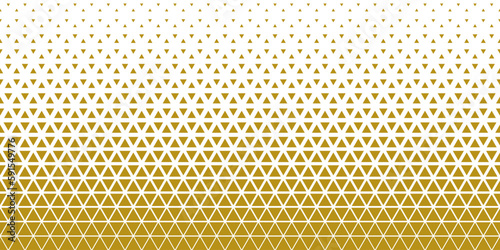 Gold white halftone triangles pattern. Abstract geometric gradient background. Vector illustration.