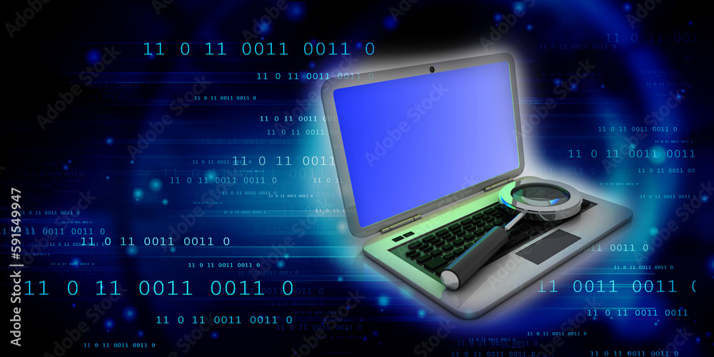 3d rendering Laptop search illustration 3d rendering Laptop search illustration