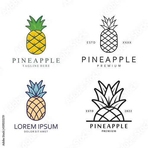 Vector Pineapple Fruit Logo Template. Pineapple Fruit Creative Logo Icon.