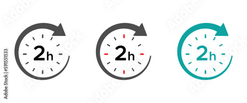 Two hours round icons with arrow vector set