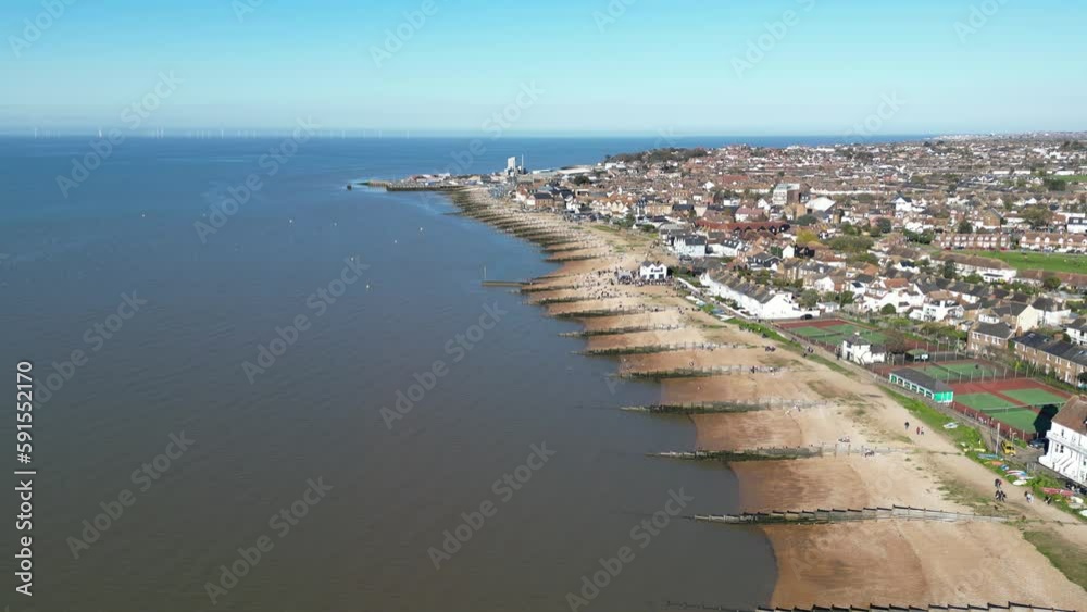 Fast Aerial Track Over Whitstable Beach Fast Aerial Track Over Whitstable Beach