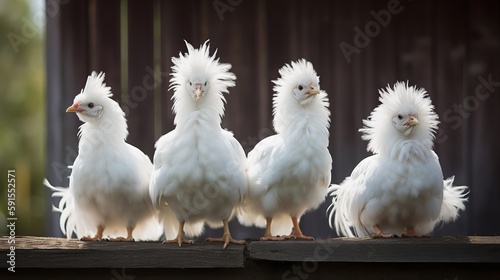 Fluffy Leghorn Chickens