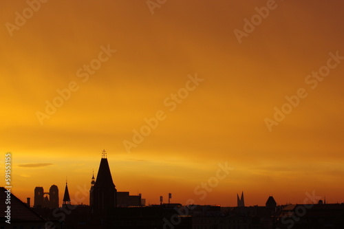 An orange sunrise in Wrocław