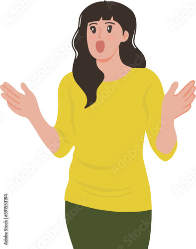 Illustration of woman shocked with gaping mouth expression vector image