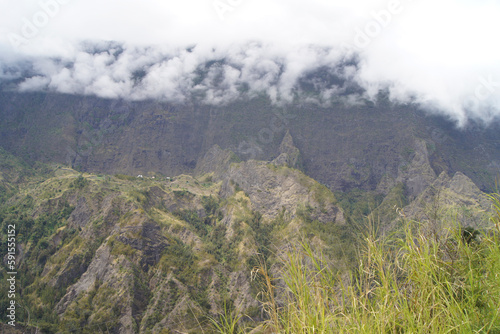 Population in the Cilaos circus  Reunion Island  France