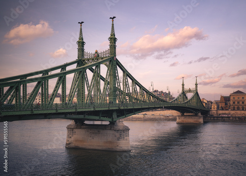 Iconic bridge of Budapest, Liberty Bridge in summer