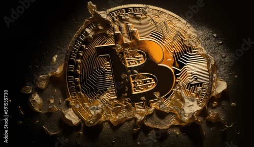 Symbol of Bitcoin blockchain crypto currency.
