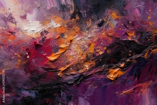 Abstract Purple And Pink Oil Paint Strokes With Gold. Generative AI