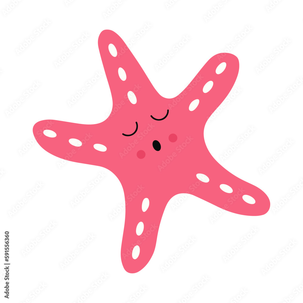 Vector illustration of a cute starfish. Flat style Vector illustration of a cute starfish. Flat style