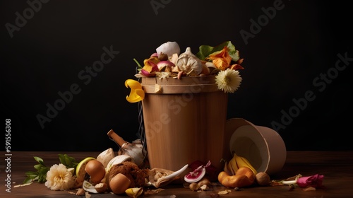 Impact of food waste on the environment  emphasizing the importance of composting  recycling  and reducing organic waste. Food disposal  food waste management and reduction. Generative AI