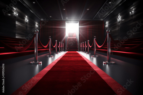 Vip Luxury Entrance With Red Carpet, Made Using Generative Ai