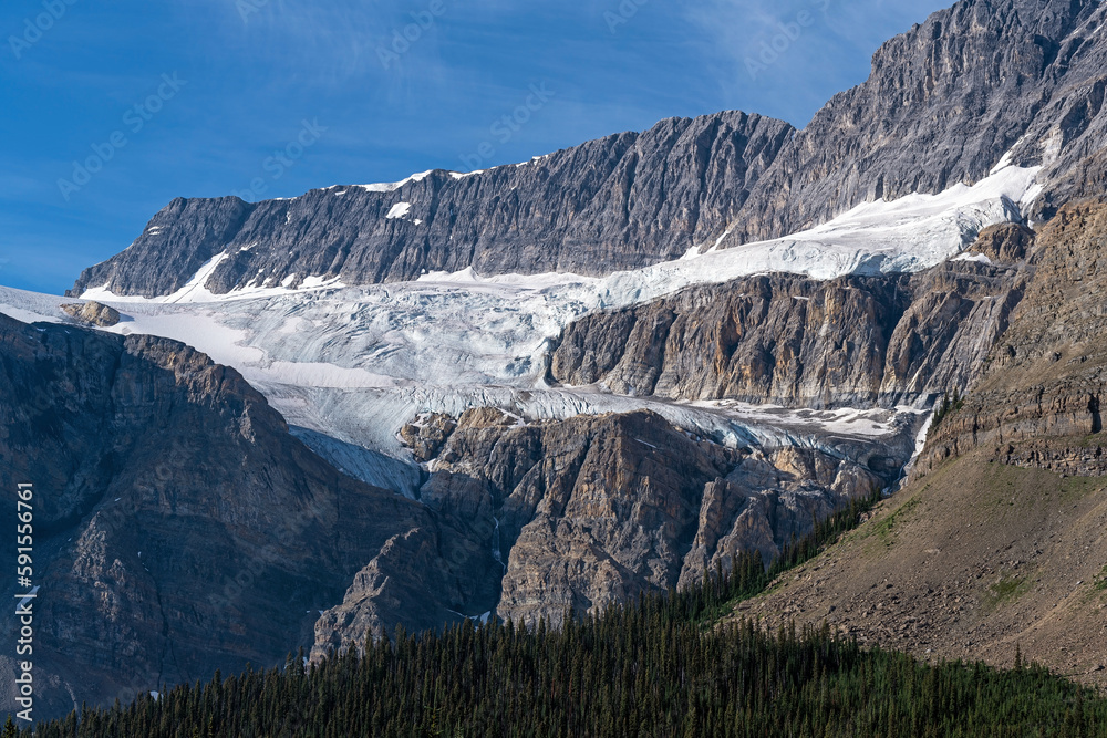 Crowfoot glacier along Icefields Parkway, Banff national park, Alberta, Canada.