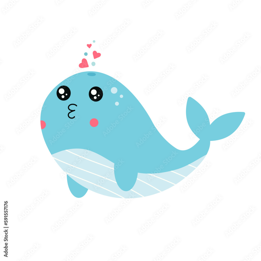 Vector illustration of a cute whale. Flat style Vector illustration of a cute whale. Flat style