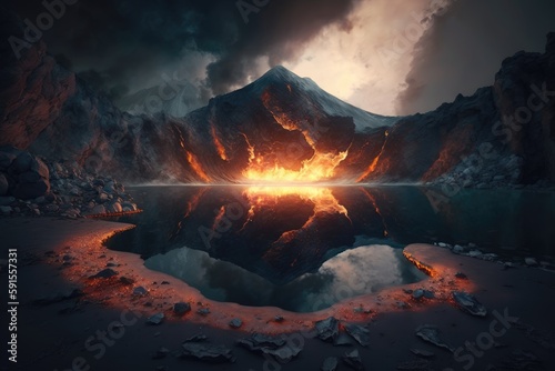 Revealing the Mystical Lake within the Heart of a Volcano, The Unseen Treasure Generative AI