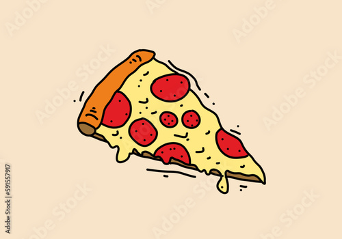 Hand drawing of pizza slice design