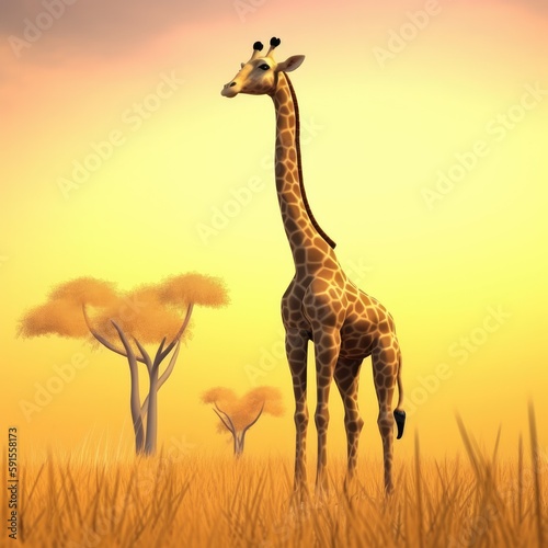 Canvas Print giraffe in the savannah