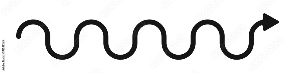 Arrow wavy black vector icon. Simple black arrow vector. Pointer to the right vector arrow. Arrow wavy black vector icon. Simple black arrow vector. Pointer to the right vector arrow.