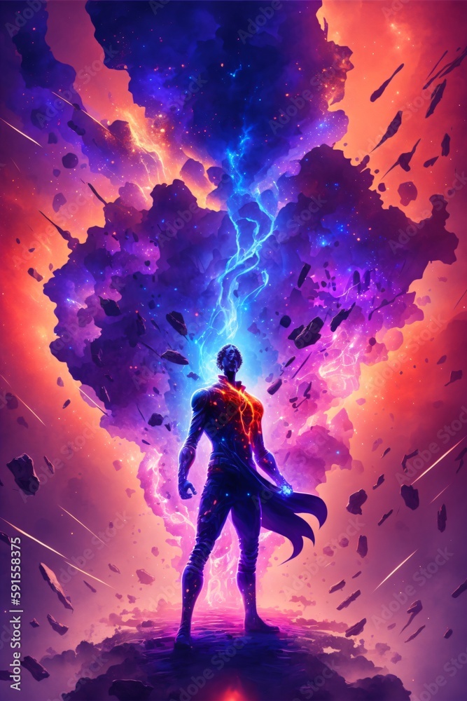 Naklejka premium entering a quantum multiverse, portal to another world, generative ai