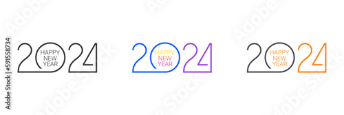 2024 Happy New Year Concept Vector Background Holiday Set. 2024 New Year of the Dragon. Design logotype number for website, social media, banner, flyer, brochure, greeting card